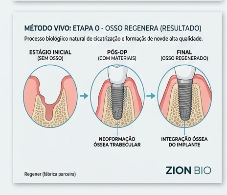 Metodo VIVO - resultado final - integracao ossea do implante ZionBio